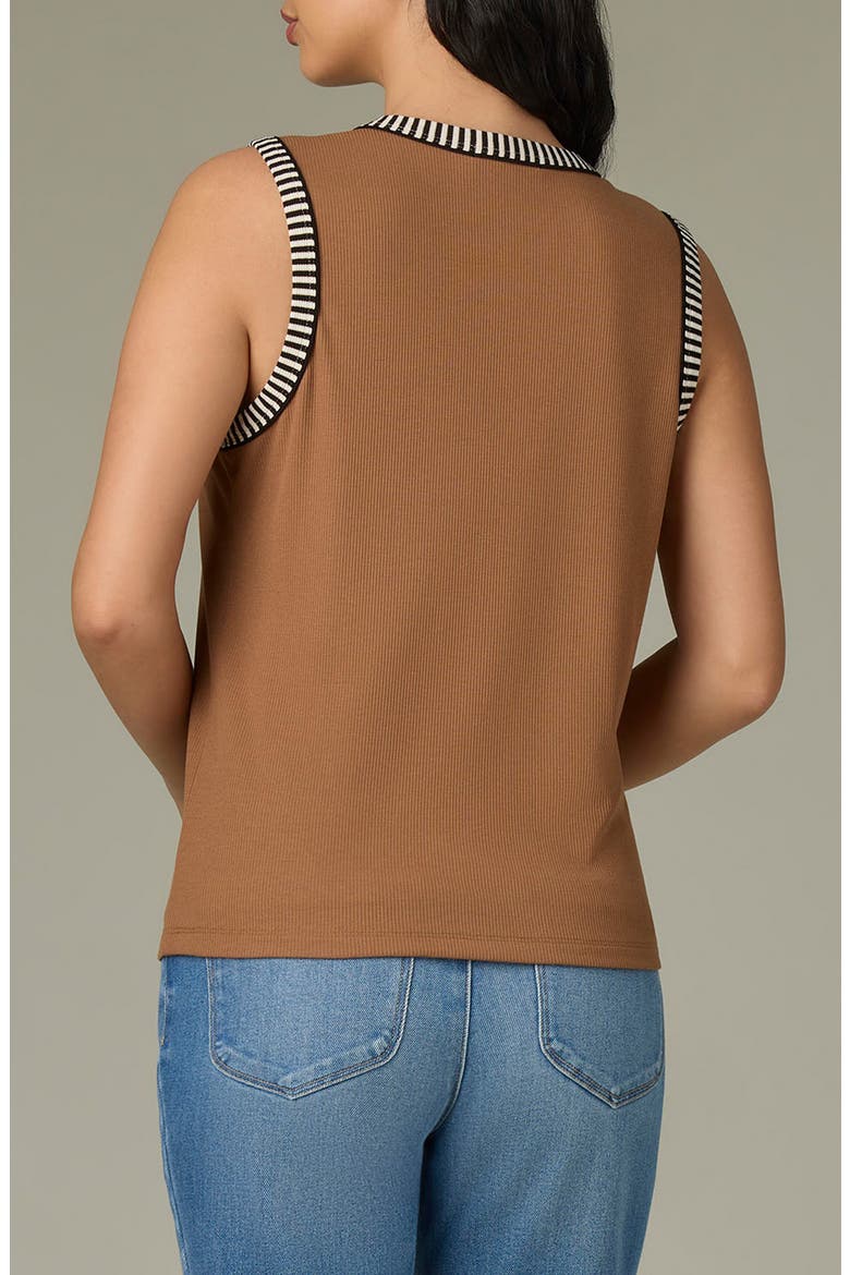 Contrast Binding Rib Tank, Alternate, color, CAMEL/ BLACK