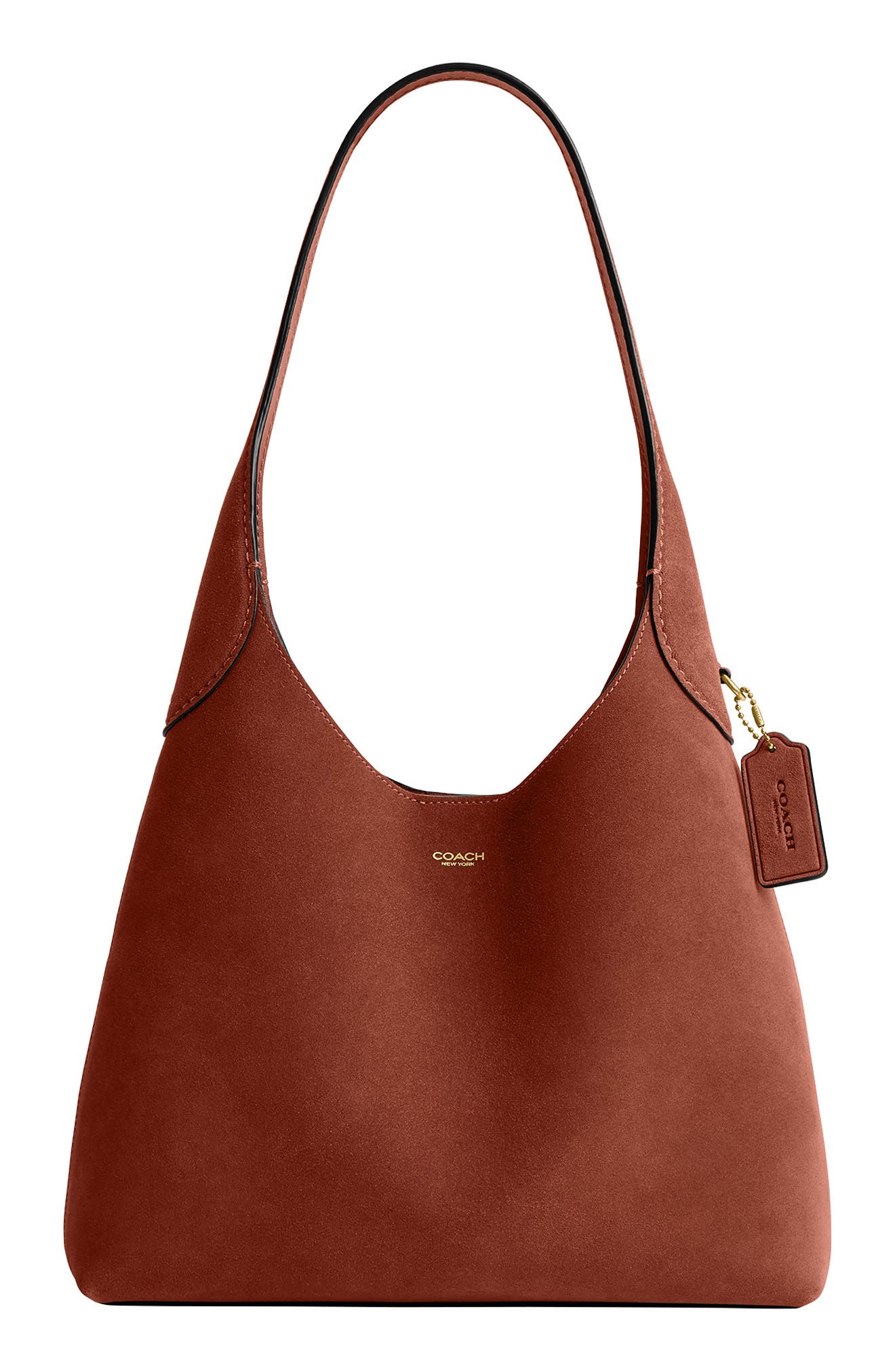 COACH Brooklyn 28 Suede Shoulder Bag, Main, color, Clay