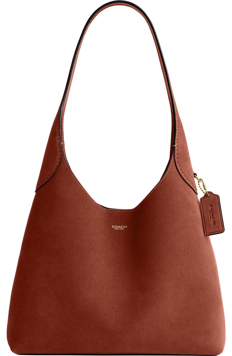 COACH Brooklyn 28 Suede Shoulder Bag, Main, color, Clay