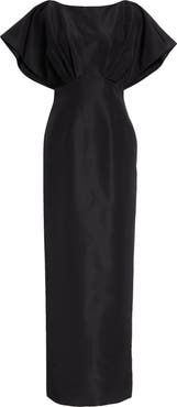 Carolina Herrera Fan Bodice Silk Faille Column Gown
