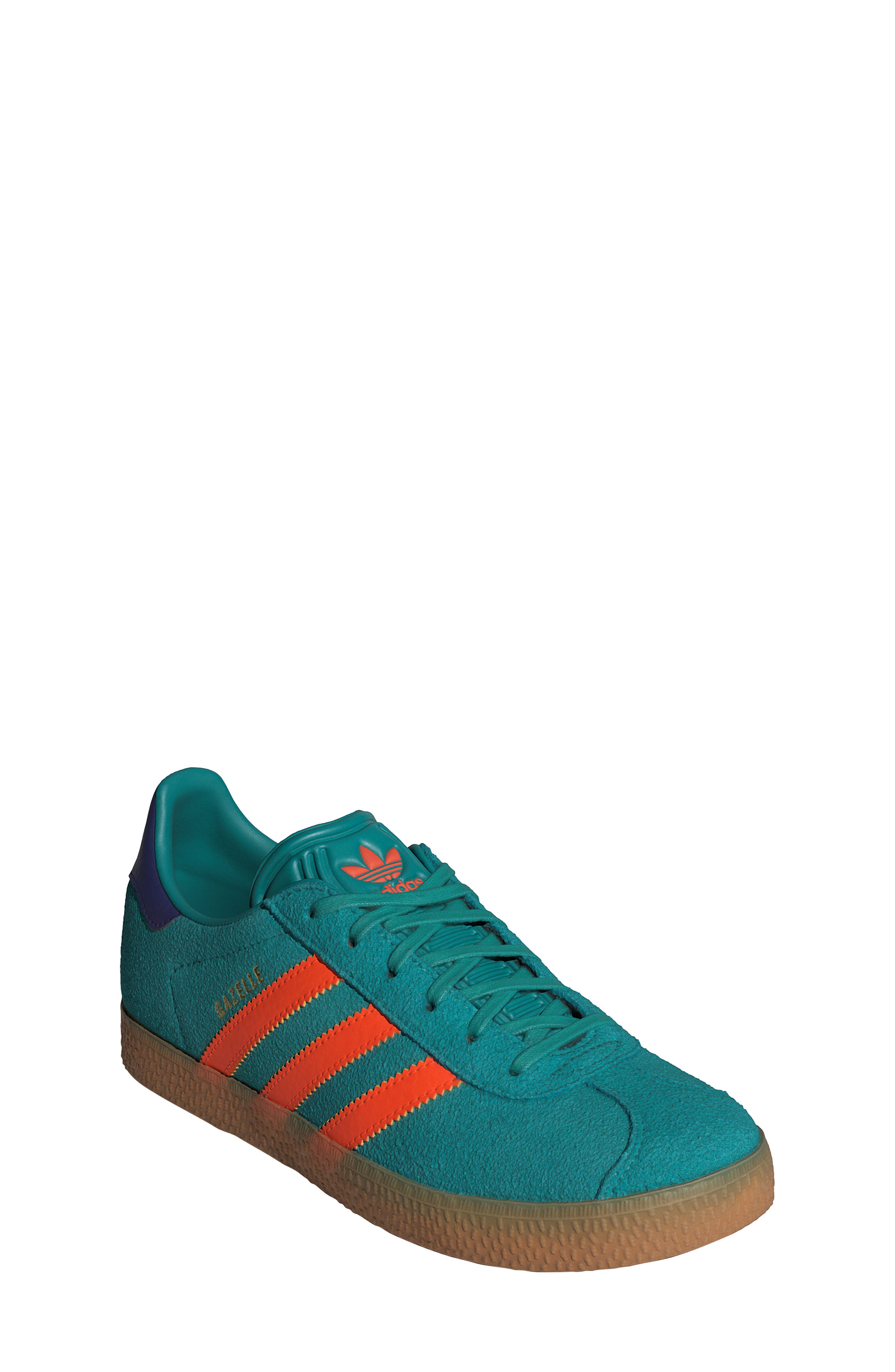 Kids' Gazelle Low Top Sneaker, Alternate, color, TEAL/ IMPACT ORANGE/ PURPLE