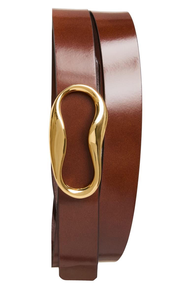 Viviana Leather Belt, Main, color, COGNAC