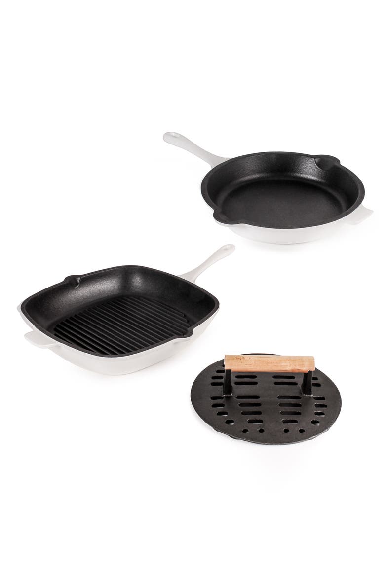 Neo Enameled Cast Iron 3-Piece Set, Main, color, WHITE