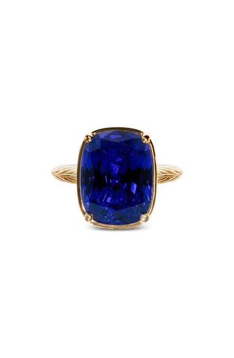 14k Gold Plated Elongated Cushion Stone Ring