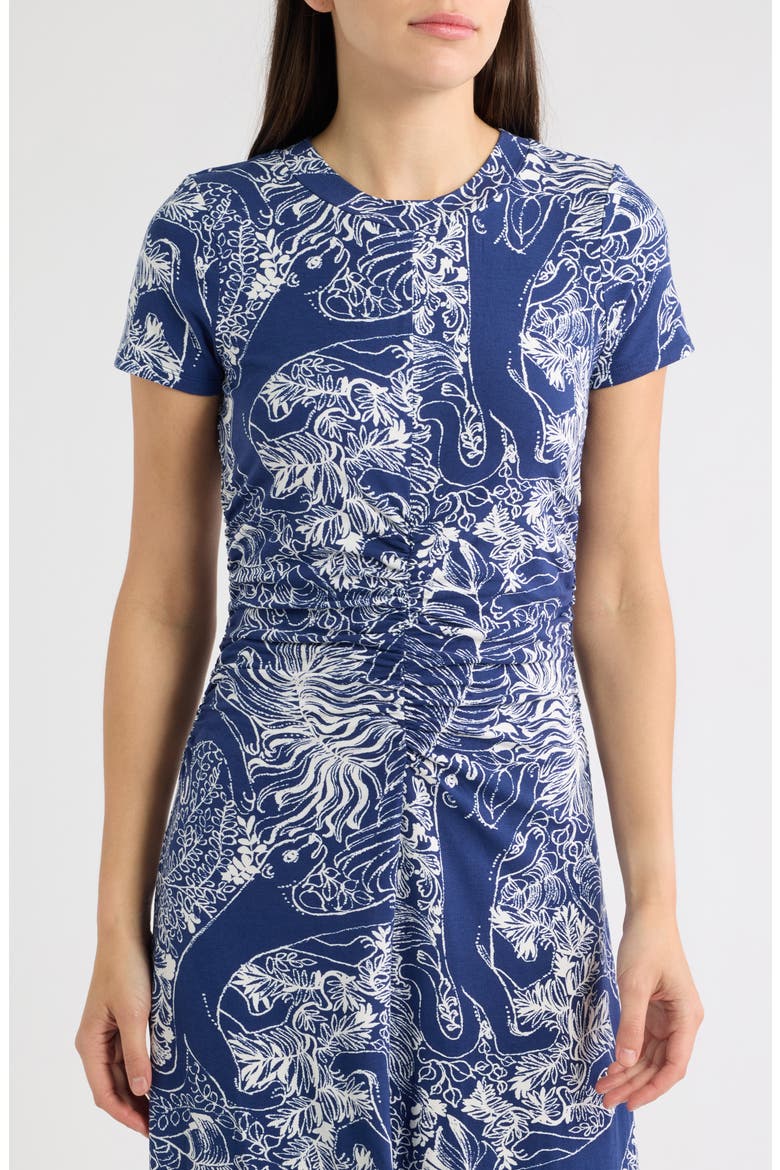 Alma Print Knit Midi Dress, Alternate, color, LOW TIDE NAVY PALM PROWL