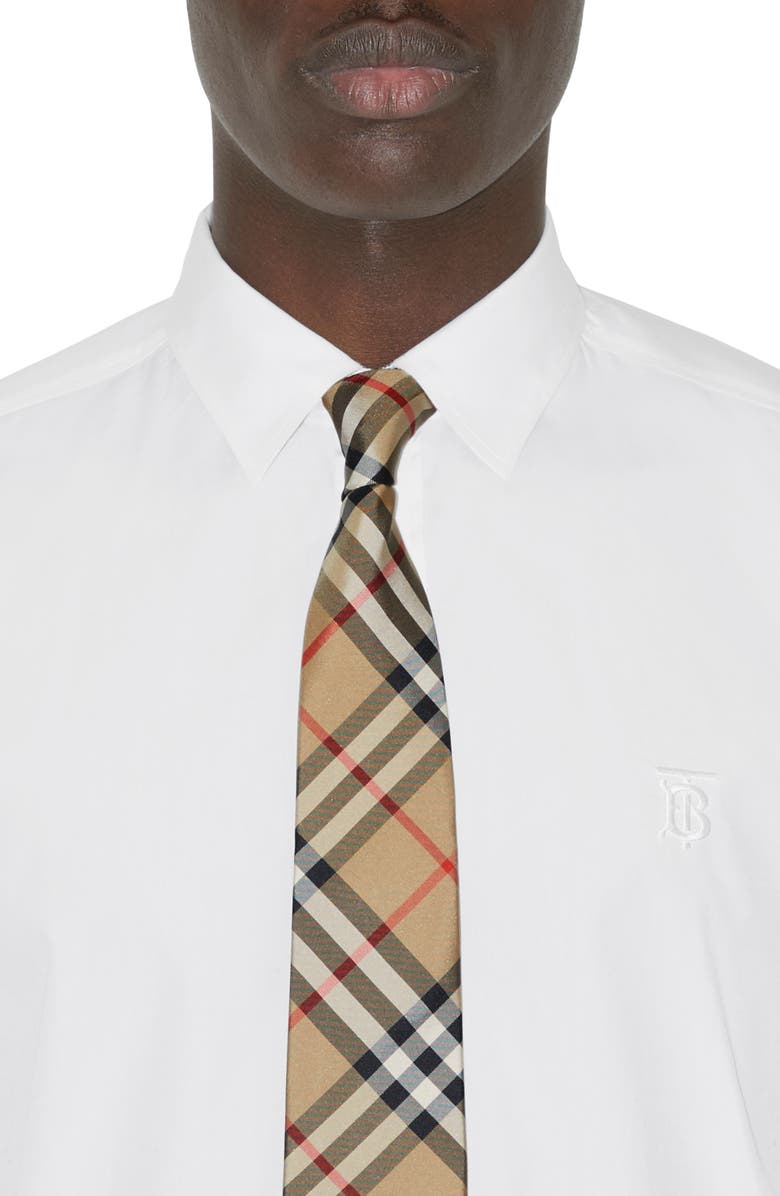 Burberry Manston Check Silk Tie, Alternate, color, Archive Beige