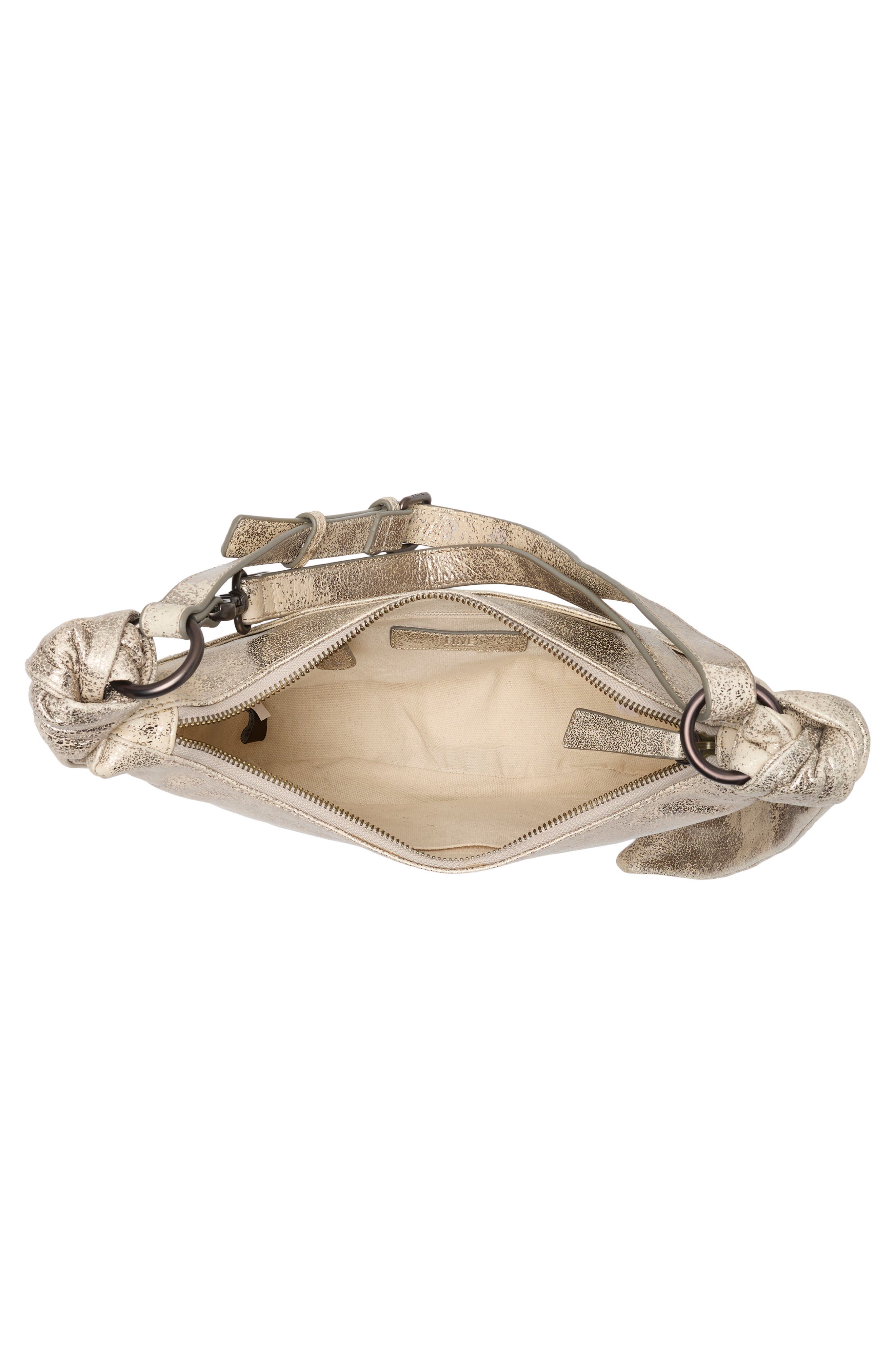 Nora Knotted Metallic Leather Crossbody Bag, Alternate, color, CREAM METALLIC