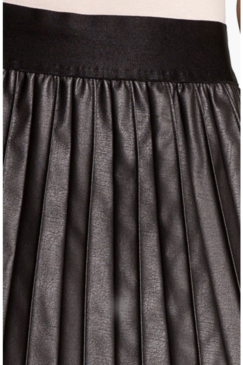 Hinge® Faux Leather Pintuck Skirt, Alternate, color, BLACK
