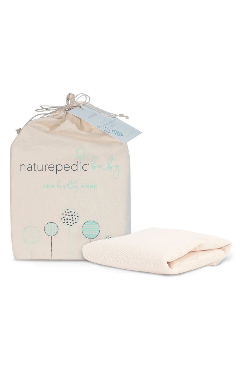 Naturepedic Organic Cotton Breathable Waterproof Fitted Crib Protector Pad, Main, color, Natural