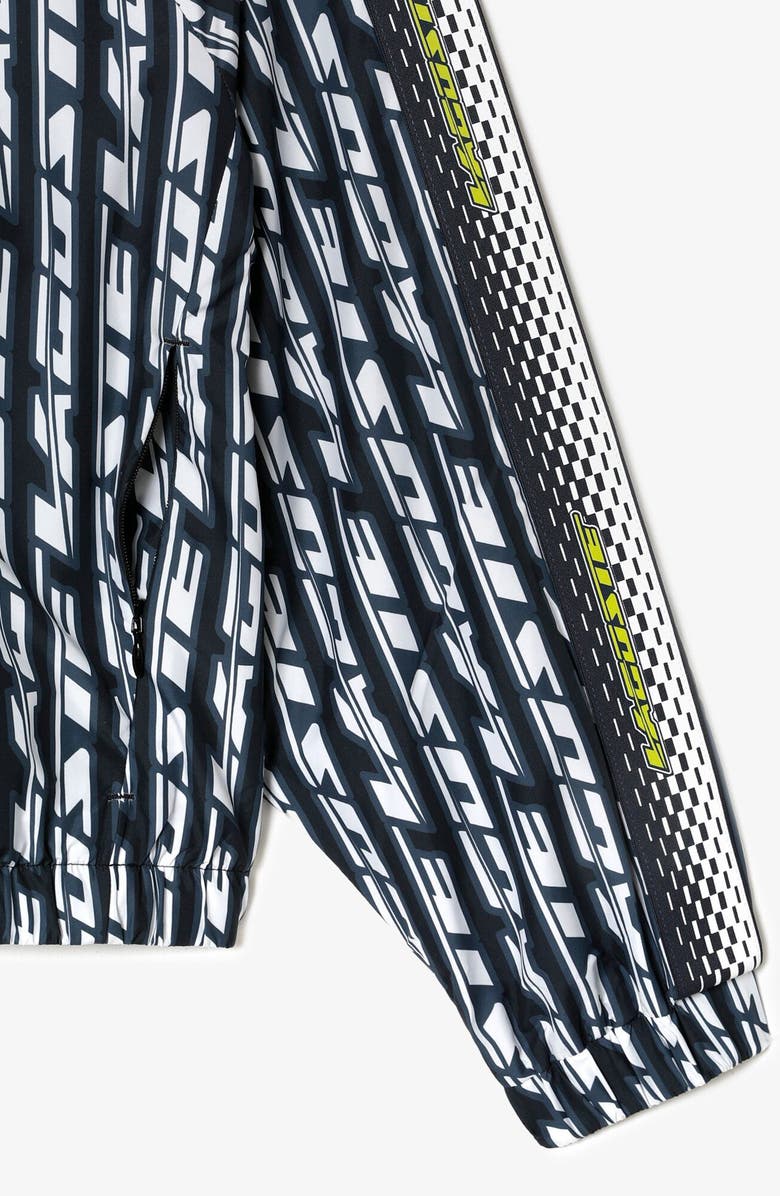 Lacoste Logo Print Half Zip Windbreaker, Alternate, color, Black/ Blue Night-White