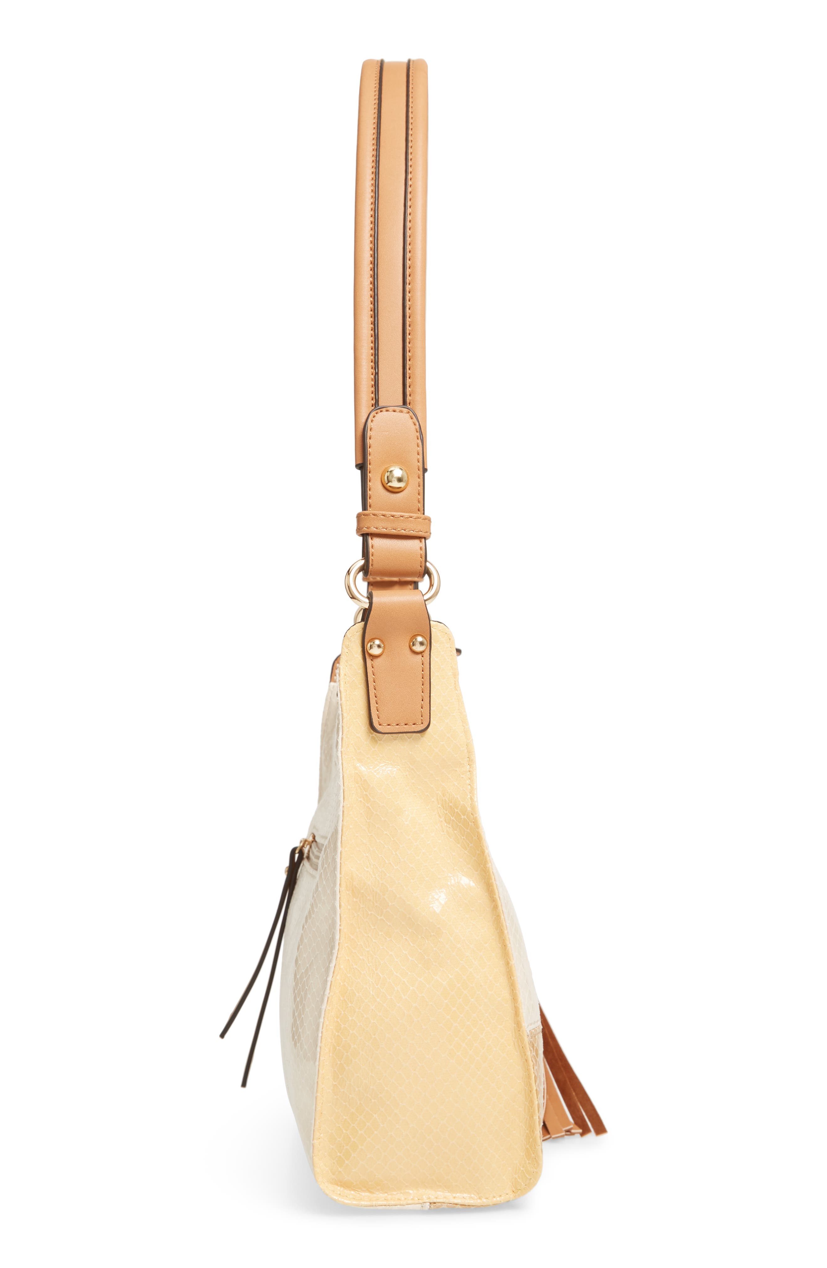 Colorblock Faux Leather Mini Hobo Bag, Alternate, color, NATURAL COMBO