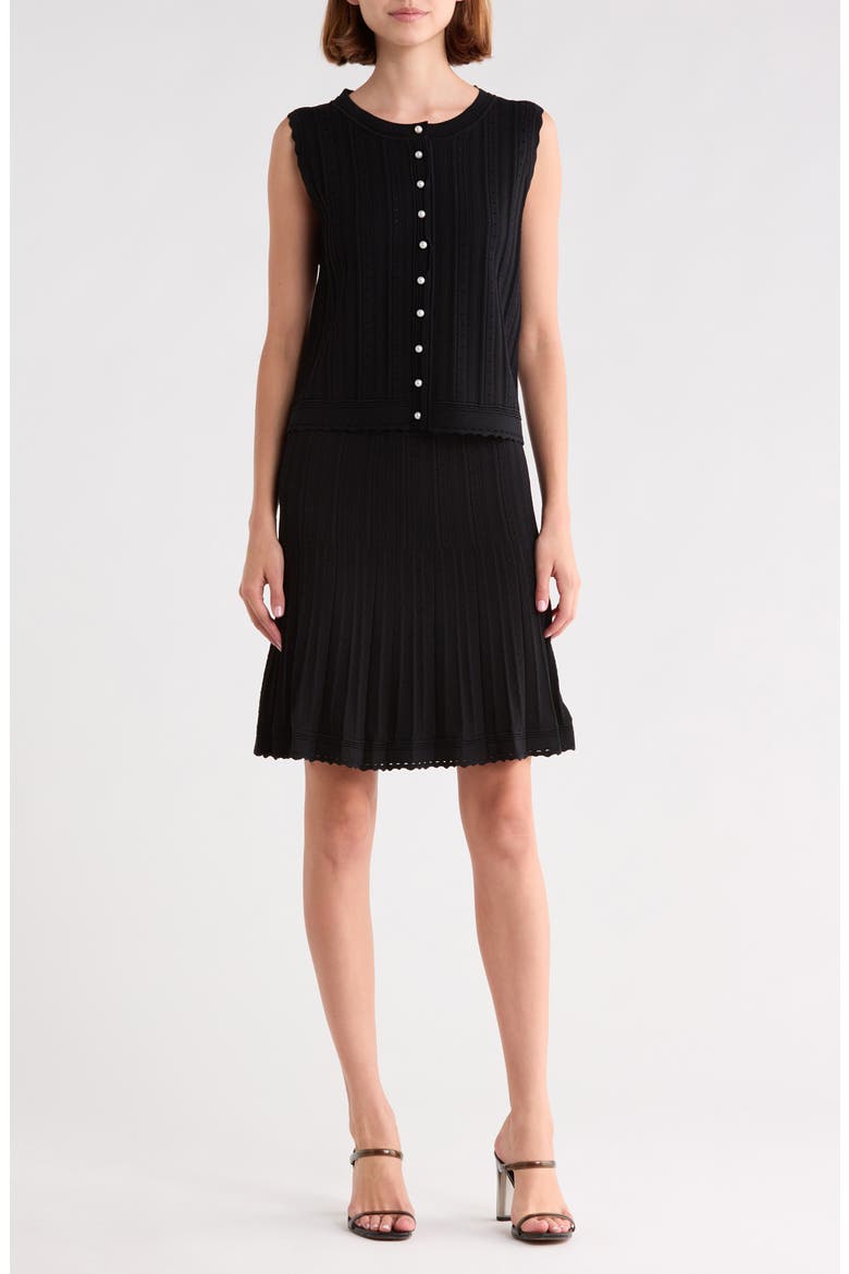 Sleeveless Cropped Cardigan and Skirt Set, Main, color, BLACK