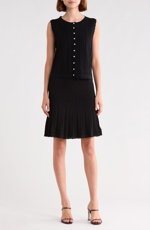 Sleeveless Cropped Cardigan and Skirt Set
