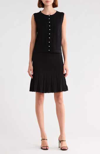 Sleeveless Cropped Cardigan and Skirt Set