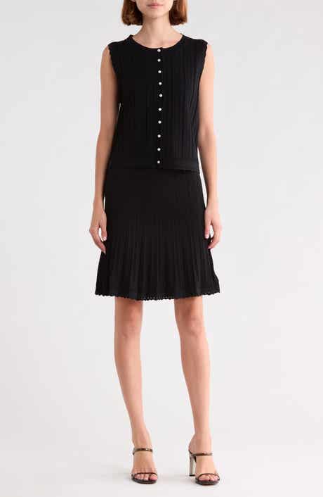 Sleeveless Cropped Cardigan and Skirt Set