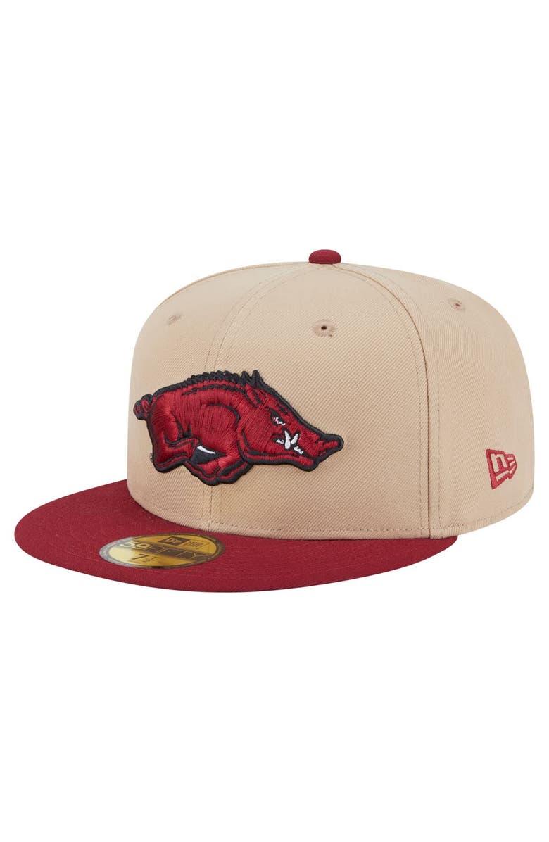 New Era Men's New Era  Khaki Arkansas Razorbacks Two-Tone 59FIFTY Fitted Hat, Main, color, Khaki