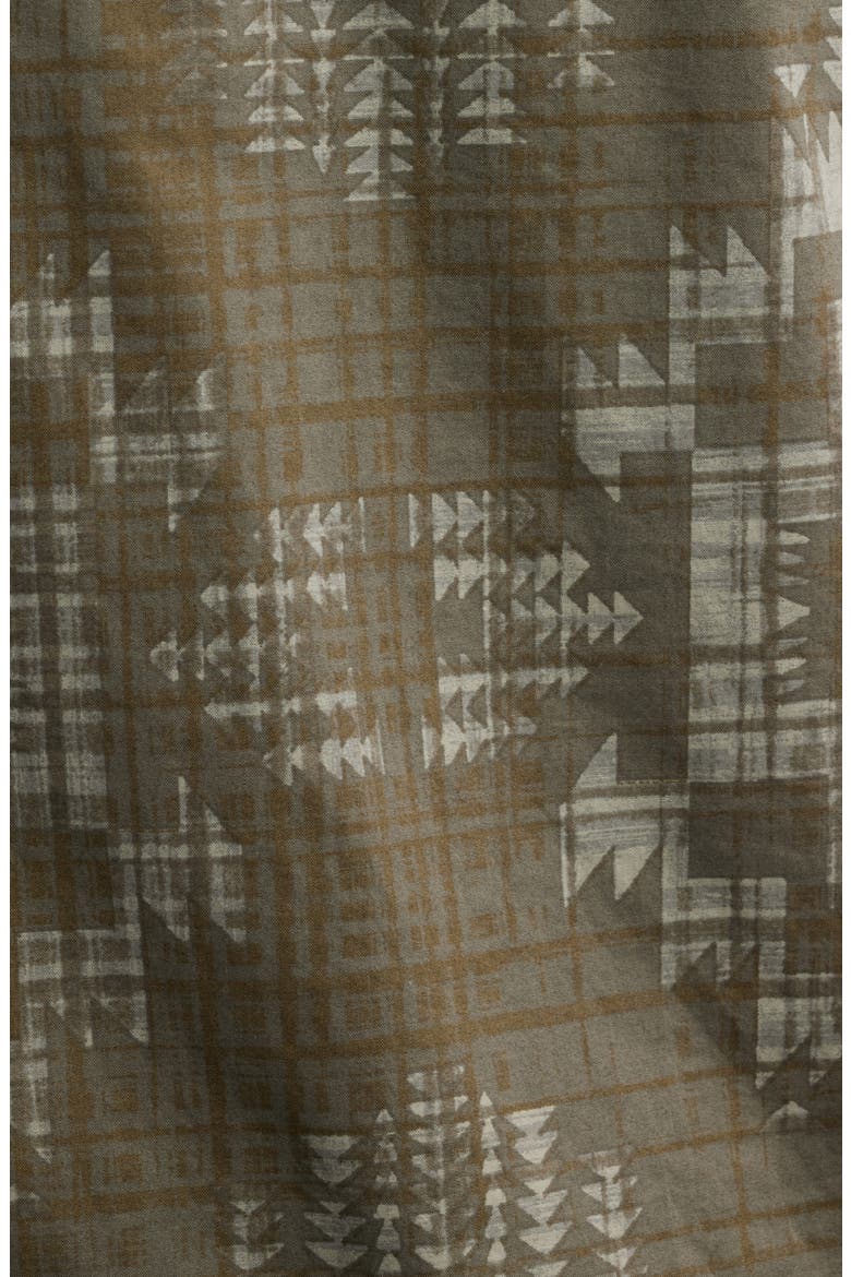 Geo Pattern Cotton Camp Shirt, Alternate, color, HARDING OLIVE
