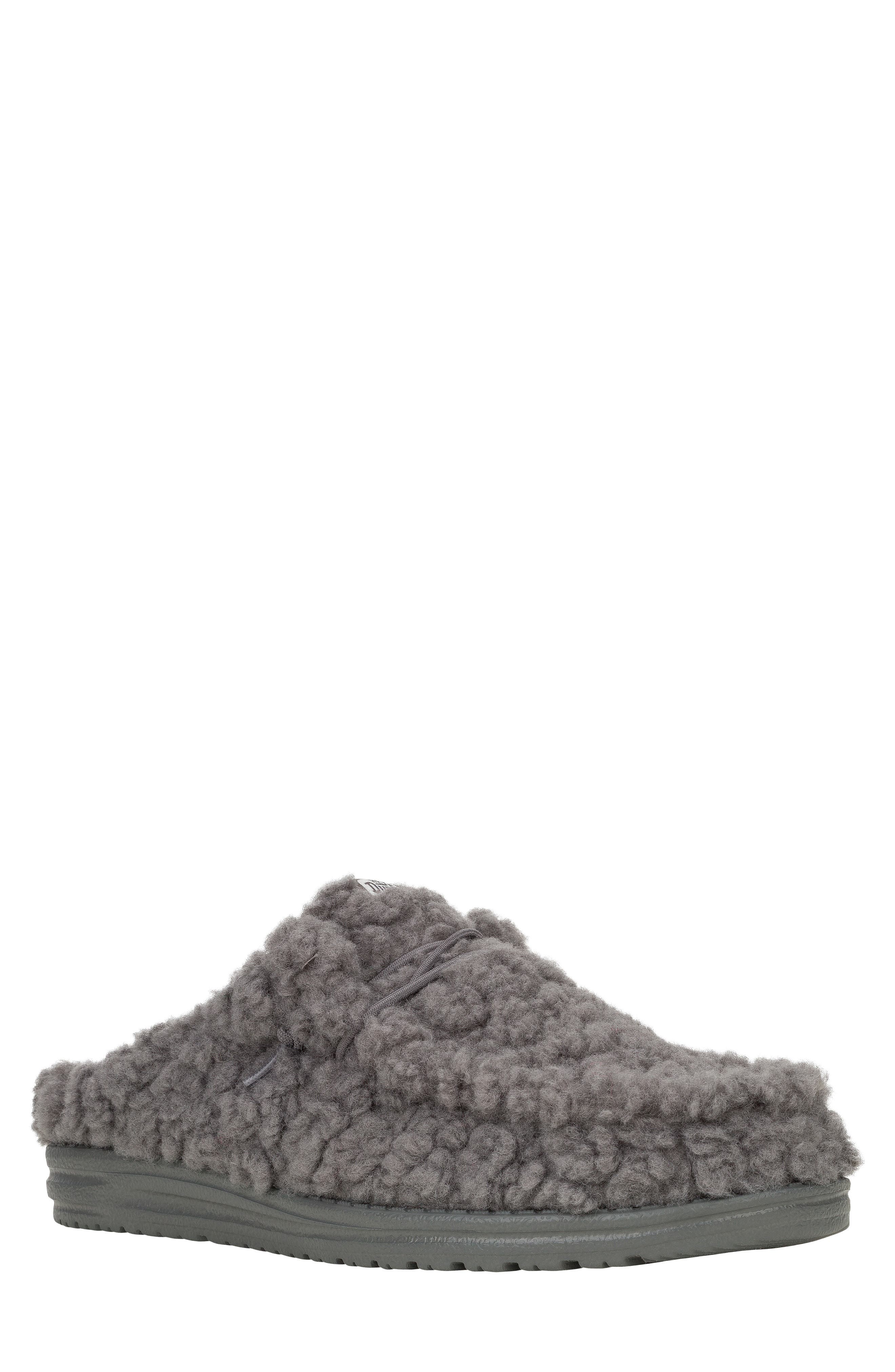 Hey Dude Wally Faux Shearling Slipper, Main, color, Granite Grey