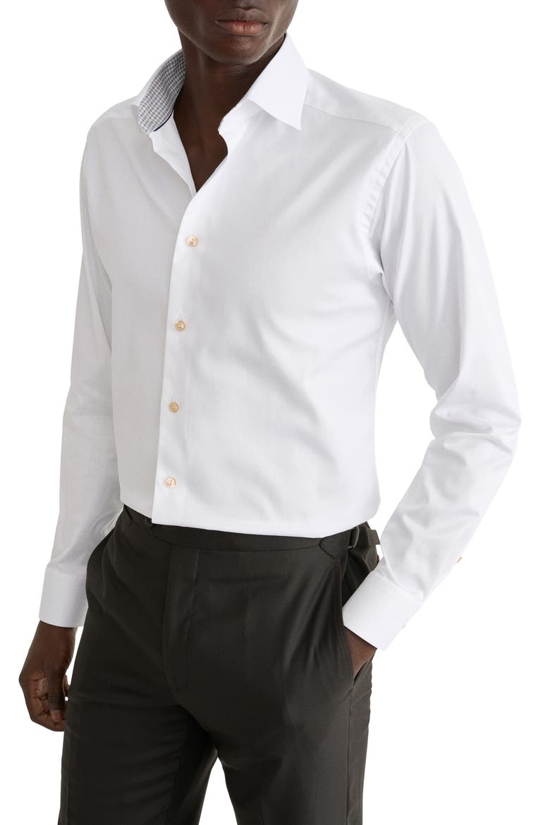 Contemporary Fit Geometric Detail Shirt, Main, color, WHITE