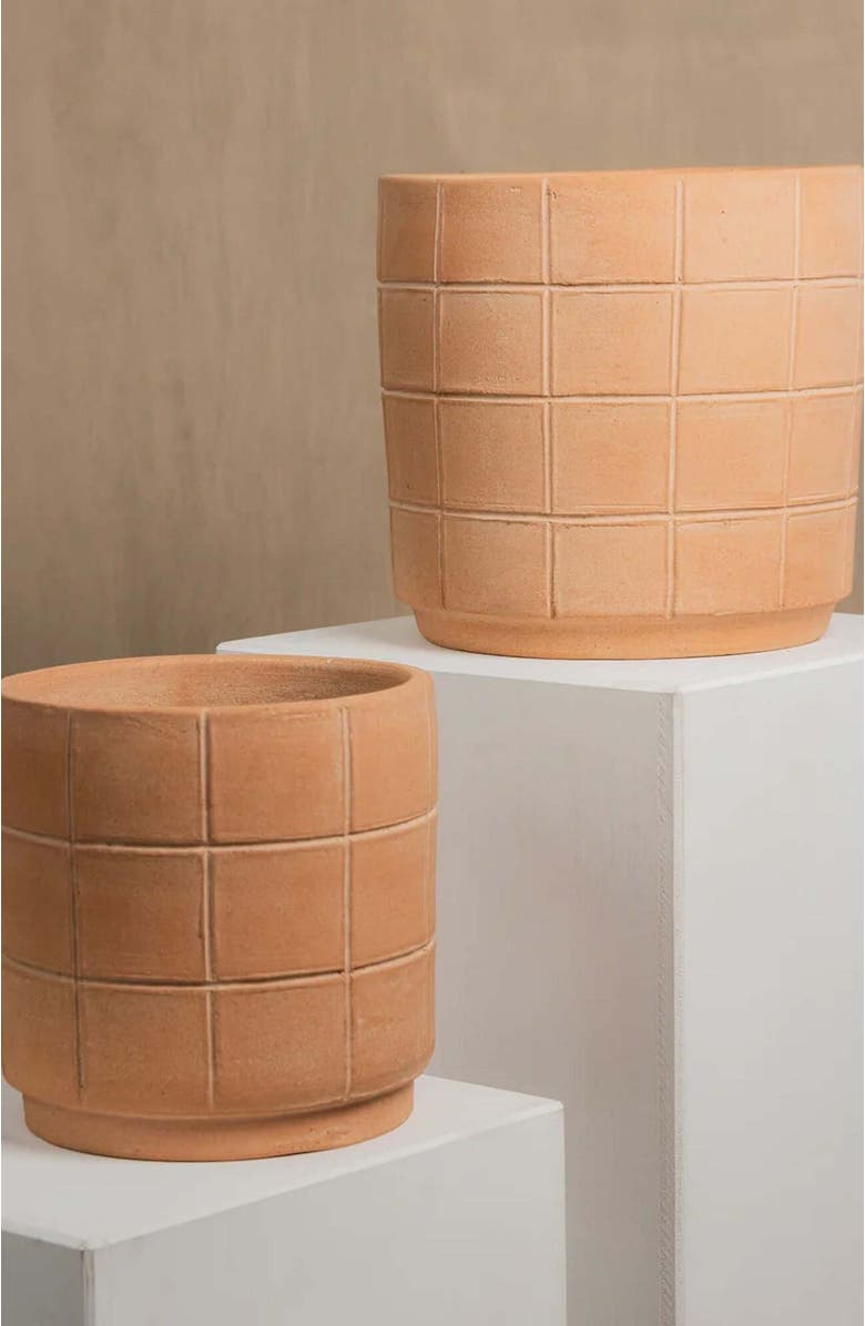 Meso Goods Grid Terracotta Planter, Alternate, color, Natural
