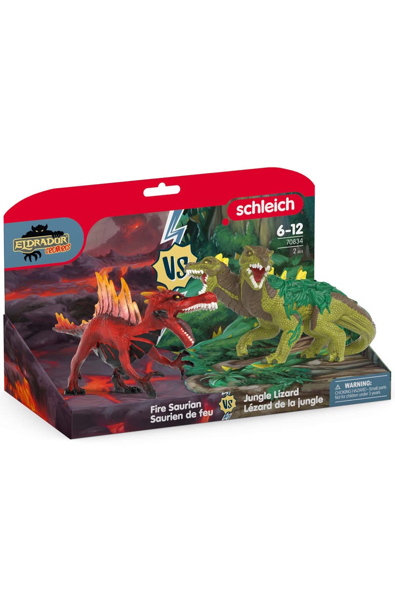 Eldrador Creatures, Fire Dinosaur vs Jungle Lizard, 2 Figurines, 6+, Alternate, color, Multicolored