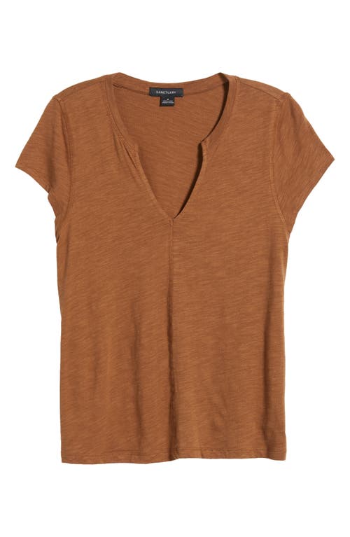 Sanctuary The New Girl Split Neck T-shirt In Brown