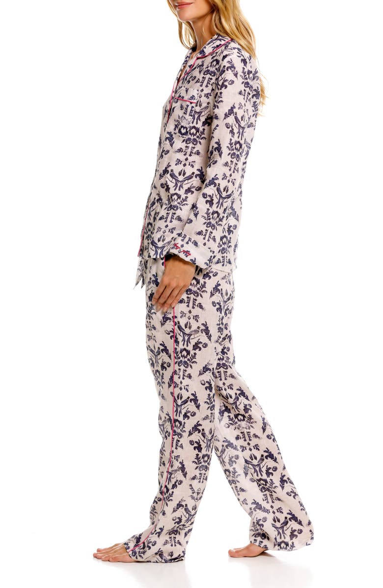 The Lazy Poet Emma Linen Pajamas, Alternate, color, White