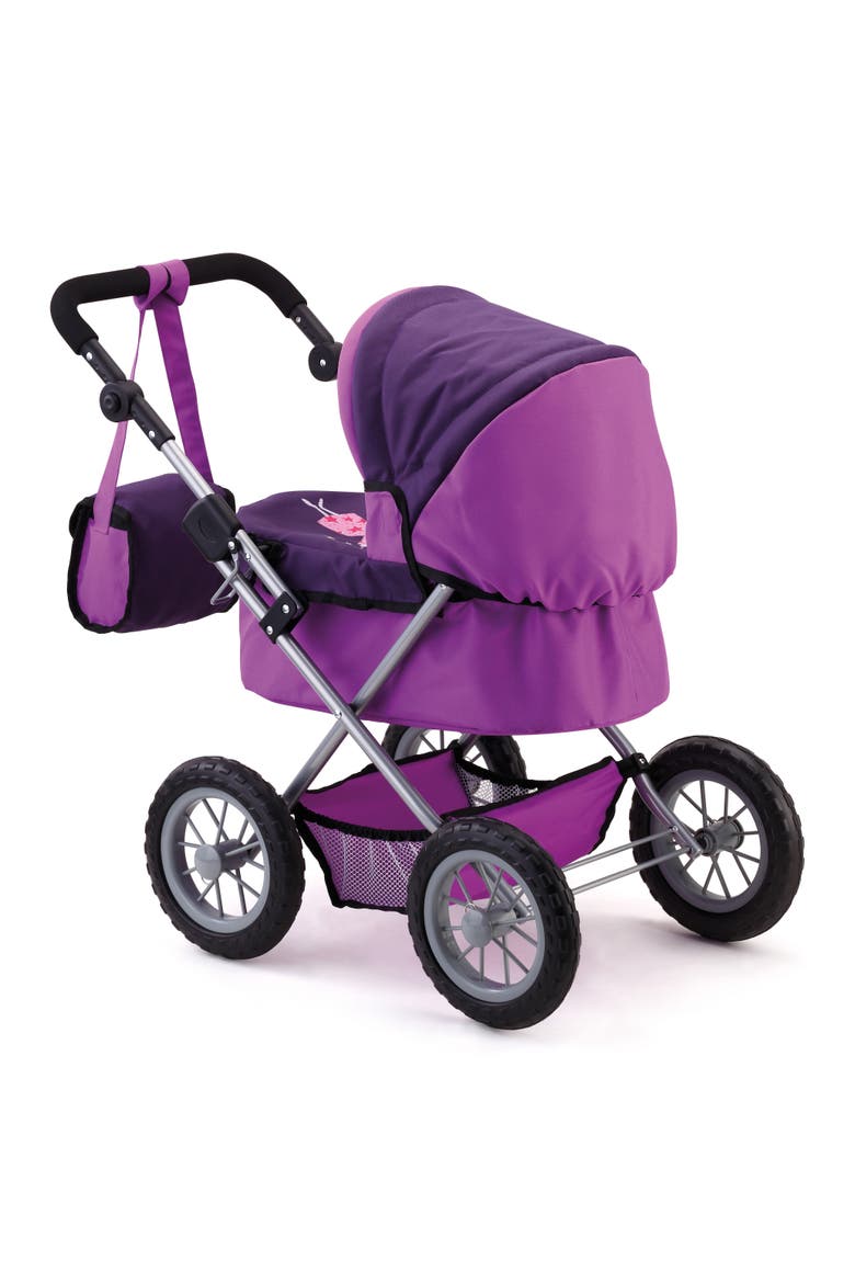 Adjustable and Foldable Doll Pram for Dolls up to 18 Inches, Bag Included, Alternate, color, Purple