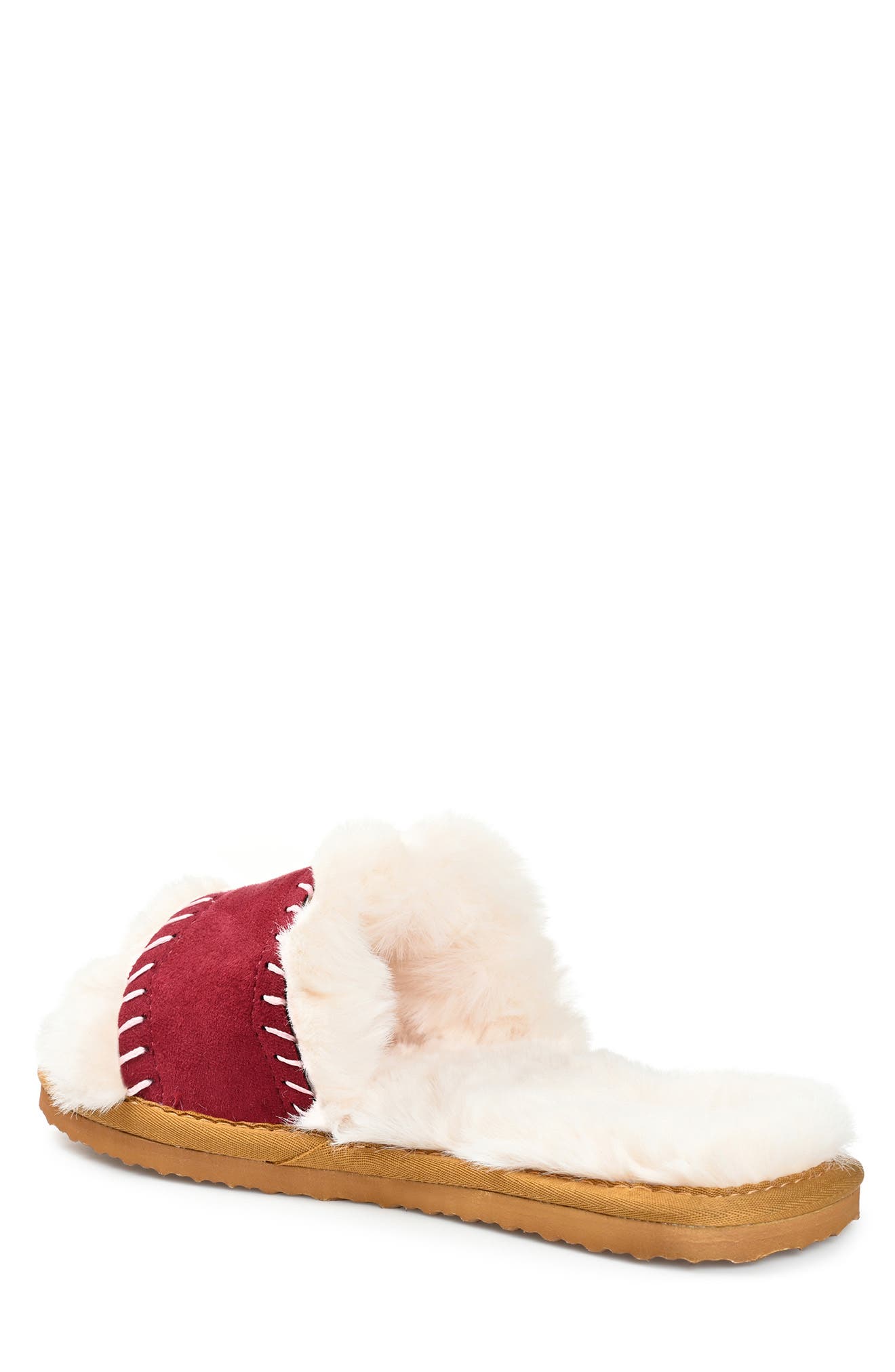 Journee Collection Mardie Faux Fur Slipper, Alternate, color, Wine