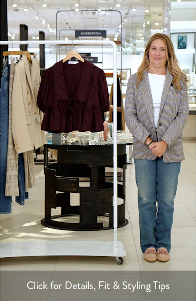 Oversize Peter Pan Collar Puff Sleeve Top, sales video thumbnail