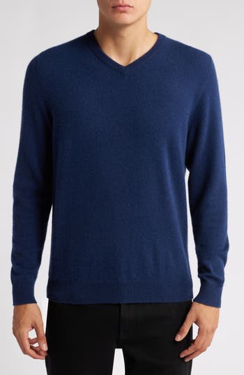 Nordstrom V-neck Cashmere Sweater In Navy Midnight