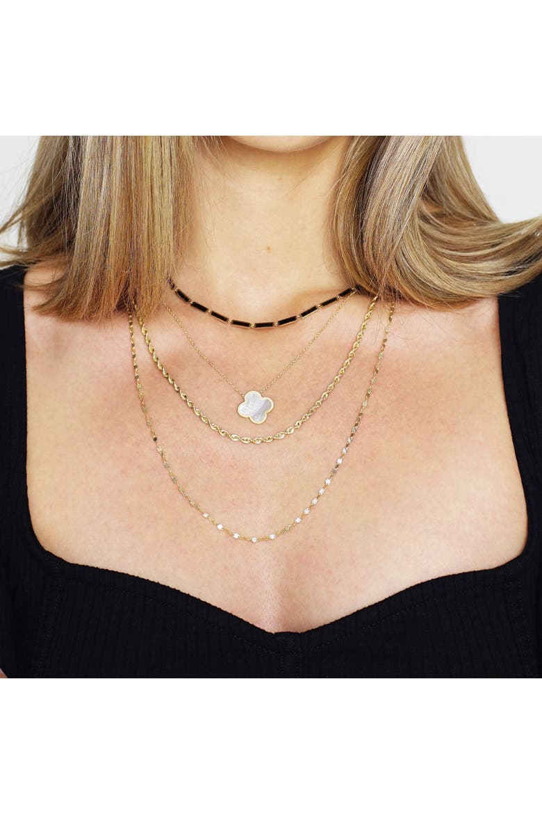 Extra Large Mother of Pearl Single Clover Necklace, Alternate, color, Mother of Pearl