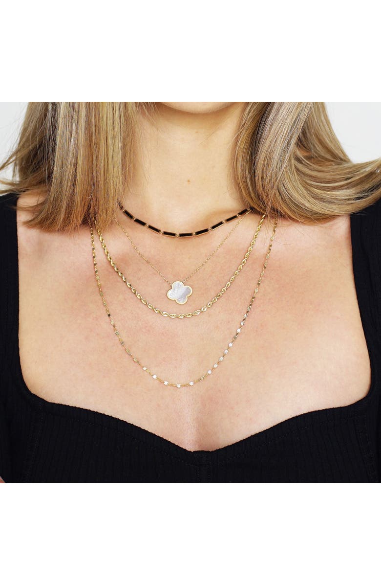 The Lovery Fine Jewelry Extra Large Mother of Pearl Single Clover Necklace, Alternate, color, Mother Of Pearl