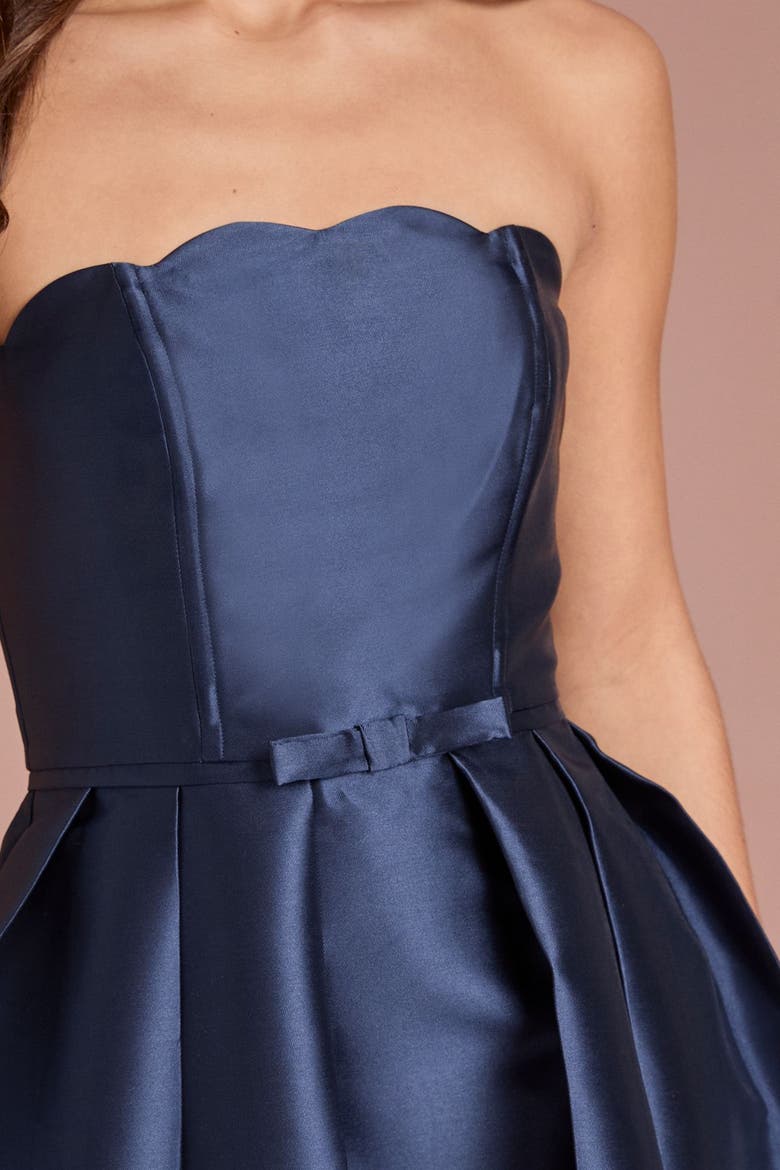 Scalloped Strapless Midi Dress, Alternate, color, Navy