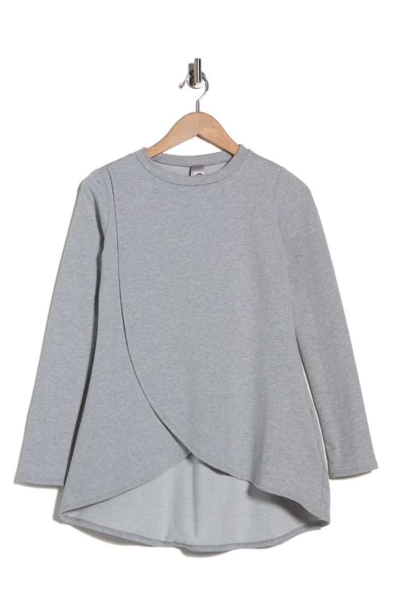 GO COUTURE Long Sleeve Cross Hem Top, Main, color, Moonstruck