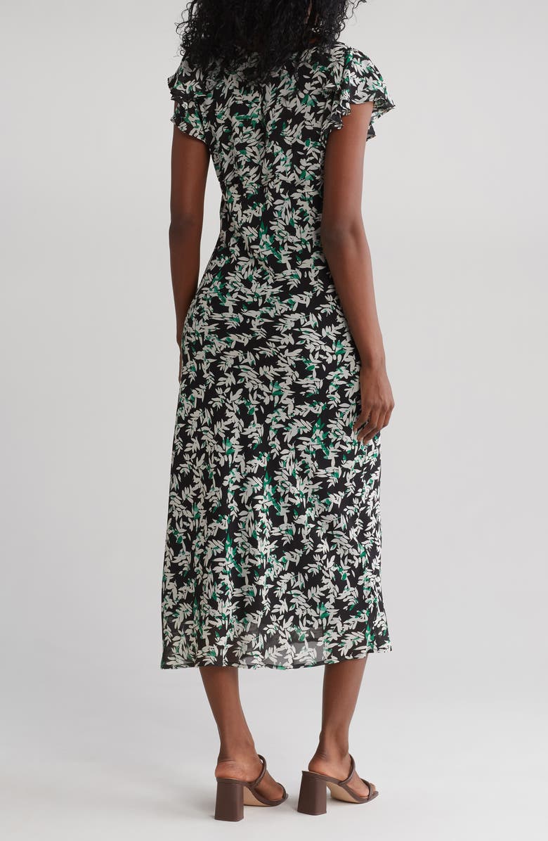 WISHLIST Floral Print V-Neck Maxi Dress, Alternate, color, Black/ Green