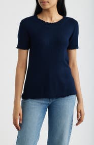 NIC+ZOE Ruffle Trim Short Sleeve Sweater