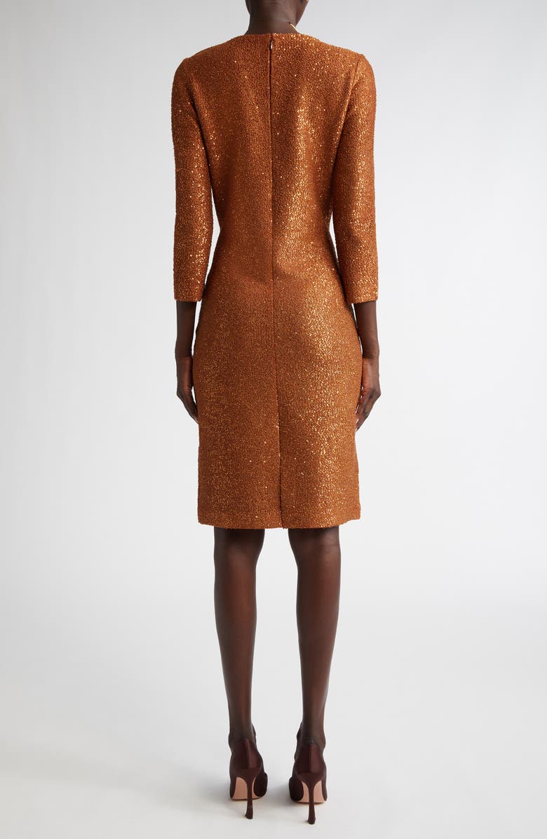 ST. JOHN Sequin Metallic V-Neck Knit Dress, Alternate, color, Cp00 Copper