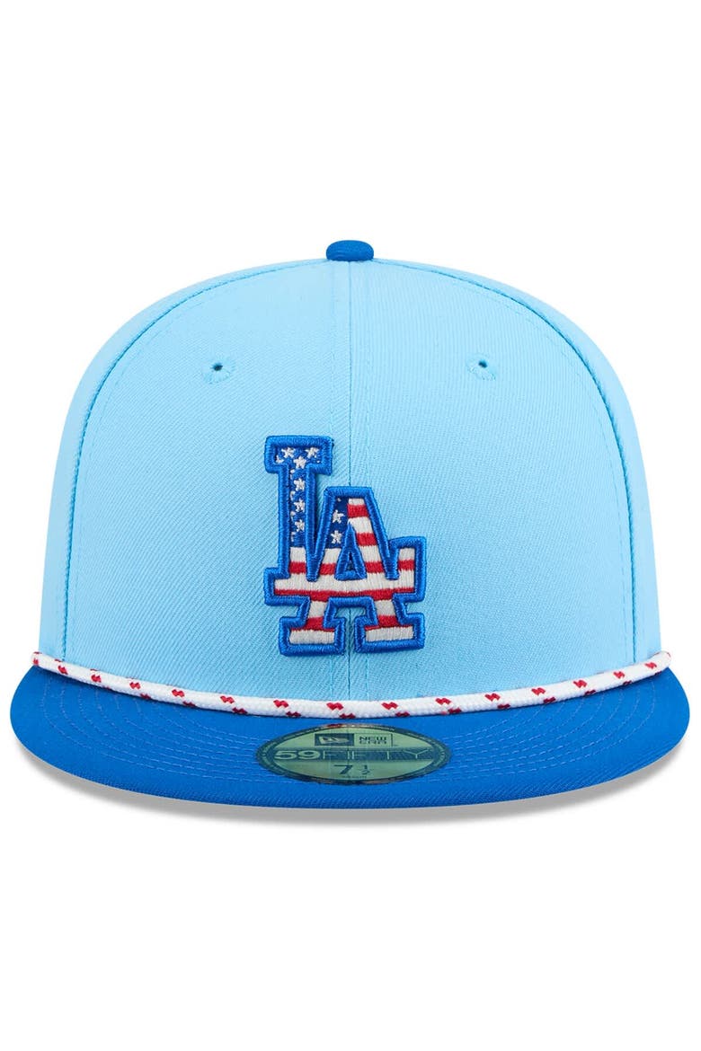 Men's New Era Light Blue/Royal Los Angeles Dodgers 2025 Fourth of July 59FIFTY Fitted Hat, Alternate, color, Light Blue