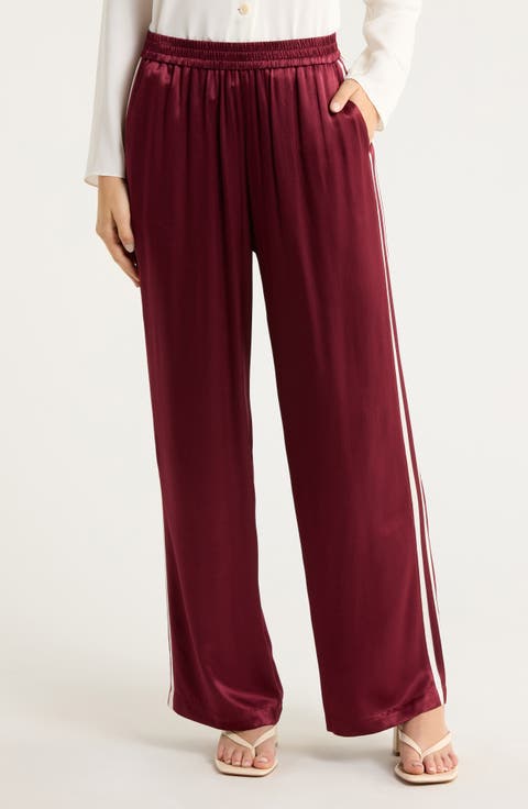Merida Pleated Satin Pull-On Pants