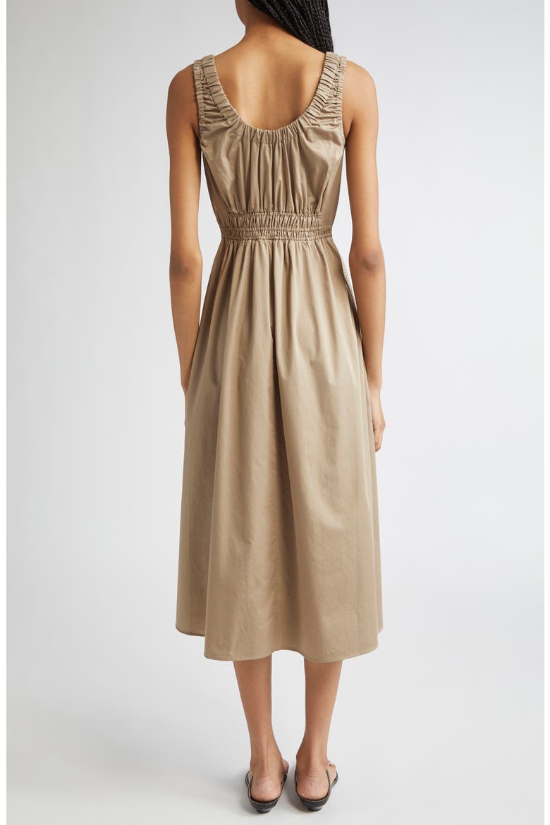 Anouk Smock Waist Cotton Dress, Alternate, color, KHAKI