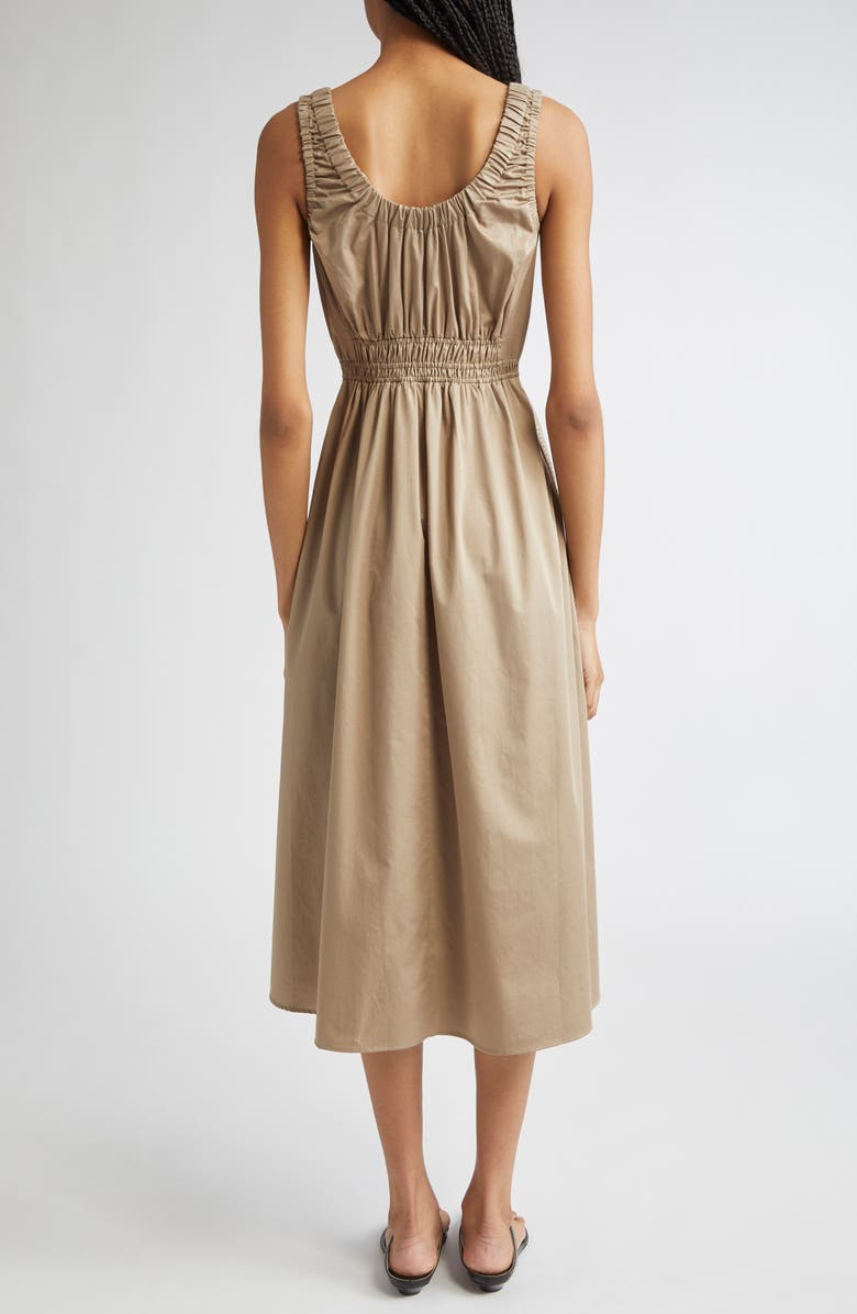 Reiss Anouk Smock Waist Cotton Dress, Alternate, color, Khaki