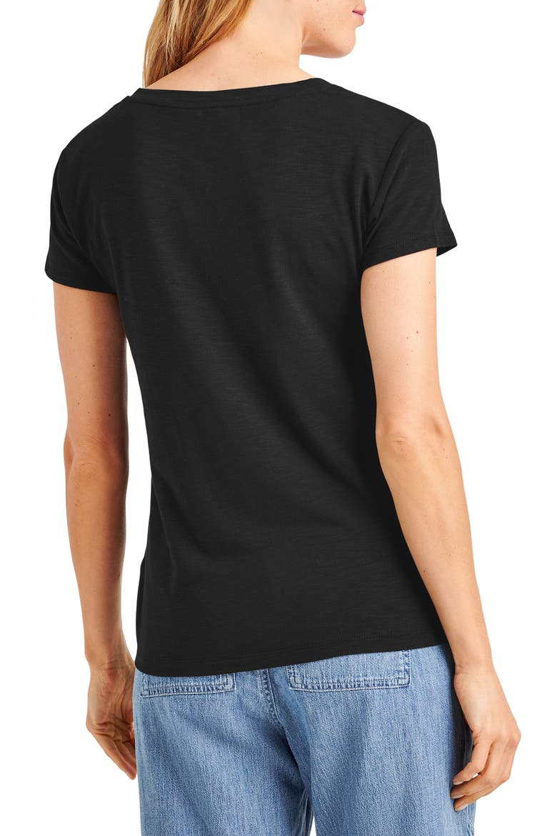 Kate Slub V-Neck T-Shirt, Alternate, color, BLACK