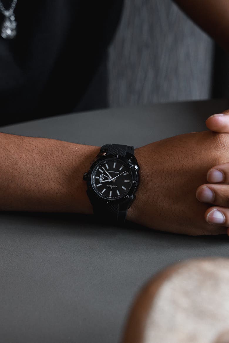 Sports Calendar Silicone Rubber Watch - 44MM, Alternate, color, Black