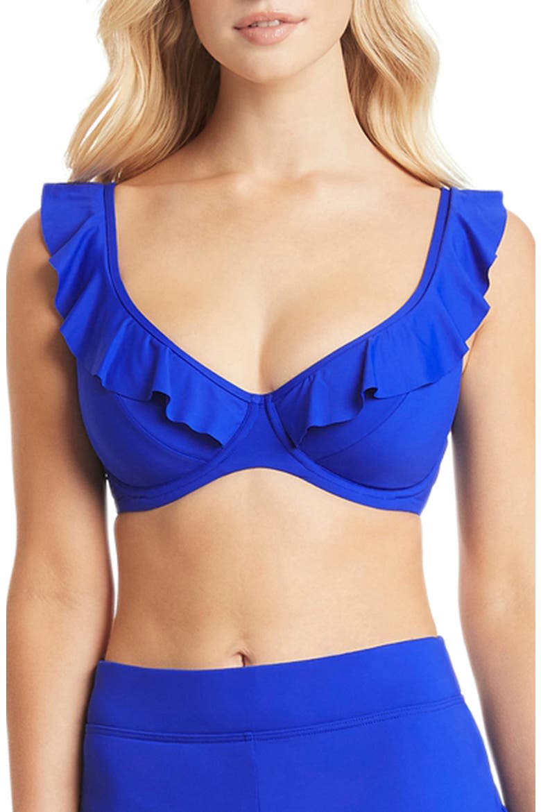 Frill F-Cup Underwire Bikini Top, Main, color, COBALT