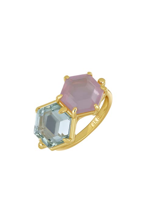 14K Gold Color Amethyst Ring