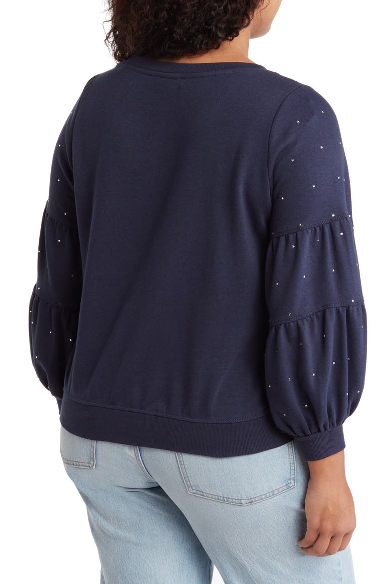 Rhinestone Embellished Balloon Sleeve Sweatshirt (Nordstrom Exclusive), Alternate, color, CARBON BLUE