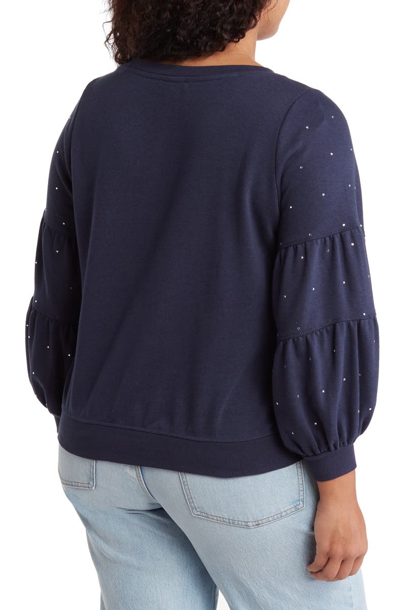 Wit & Wisdom Rhinestone Embellished Balloon Sleeve Sweatshirt, Alternate, color, 