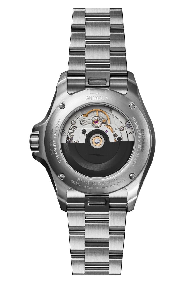 Shinola Monster Lake Huron Automatic Dive Bracelet Watch, 39mm, Alternate, color, Sun Lake