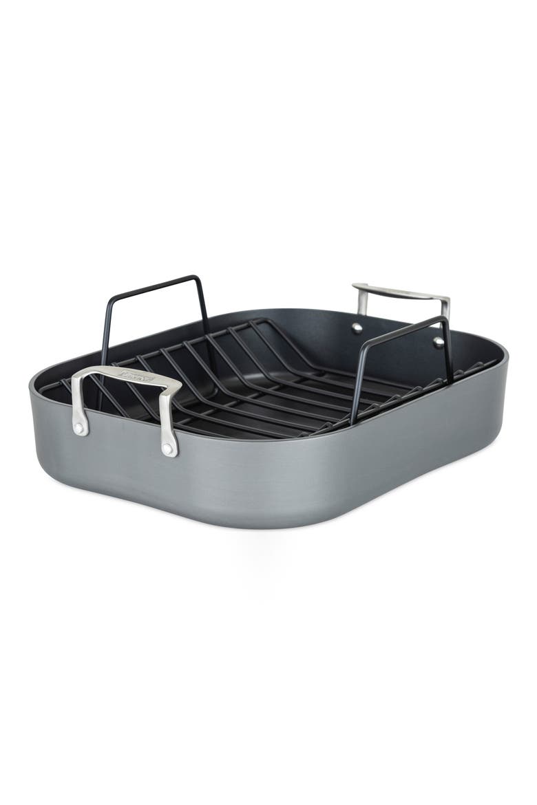 Hard Anodized Nonstick Roasting Pan with Carving Set, Alternate, color, DARK GREY